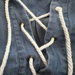 Rails  Blue Chambray Rachel Shirt Dress Lace Up Mini Tencel Preppy Nautical Photo 3