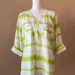 Coral Bay | Green Tie Dye Linen Blend Blouse Sz LP Photo 0