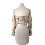 Le Salty Label Peasant Long Sleeves Sweetheart Neck Smocked Back Cropped Top M White Size M Photo 1