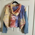 Like an angel pullover cropped hoodie, tie-dye, light denim sleeves Size large Photo 8