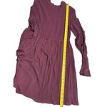 Clover + Scout  XL Smocked Mock Neck Ruffle Bell Sleeve Mini Dress Purple‎ Photo 9