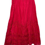 Studio West Maxi Skirt L Pink Tiered Crochet Boho Western Cottagecore Festival Photo 0