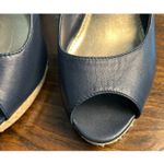 Lilly Pulitzer Kristin Wedge True Navy Blue Leather Sandals Casual Women's Sz 8M Photo 3