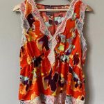 Rebecca Minkoff NWOT Women's Medium Sleeveless Floral Lace Trim Tank Top Orange Photo 2