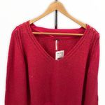 Free People  Hot Pink Riptide V-Neck Knit Sweater NWT Photo 2