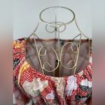 Elizabeth and James  red floral short dress 3/4 sleeve 100% cotton size medium Photo 8