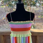J. Marie Emery Adjustable Beaded Tie Strap Colorful Striped Midi Dress Size M Size M Photo 3