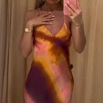 ZARA dress midi tie dye prints straps slip satin wedding party cocktail summer Photo 1
