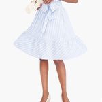 J.Crew J. by Blue/White Striped Midi Length Skirt Ruffled Hem Bow Size 4 Photo 1