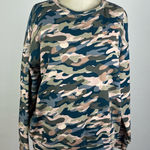 The Upside Sid Camo Print French Terry Crewneck Sweatshirt Green Size XS Photo 0