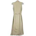 Vintage Rhythm Linen Blend Midi Shirt Dress Size 10 Petite Tie Waist Coastal Tan Photo 1