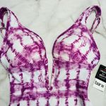 Bar III Purple Plunging V-Neck Open Back V-Wire One Piece Swimsuit S Tie Dye Photo 2
