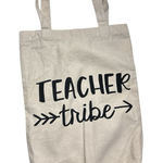 Cream and Black Teacher Tribe Canvas Graphic Tote Bag Accessory Photo 0