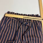 ZARA Pants Womens Medium Blue Orange Striped Paperbag Waist Ankle Photo 6