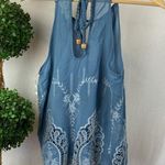 Taylor & Sage  Blue Crochet Lace A Line Sleeveless Halter Blouse Top M Photo 3