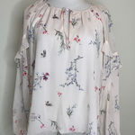 Saint Tropez West St. Tropez West Pink Floral Silk Blouse Ruffle Sleeve Sz Small Photo 0
