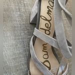 Sam Edelman  Sheri Suede Ankle Wrap Sandal Putty Gray Beige 9 Chunky Heel Shoes Photo 11