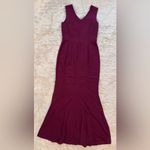 Dress the Population NWOT  Sandra Plunge Crepe Trumpet Gown Burgundy sz S Photo 4