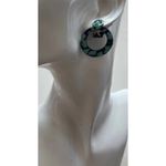Vintage Acrylic Hoop Women’s Earrings with Blend of Green Dangle Round Sz 1.5” Blue Photo 8
