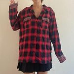 En Crême Red Embroidered Flannel Shirt Photo 0
