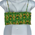 Aerie Tie Front Crop Top Beach Floral Green Yellow White Large Smocked Back Photo 6