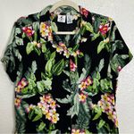 Caribbean Joe  Silk Blend Tropical Floral Button Down Women's Shirt, Size LP Photo 2