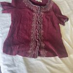 Elegant Burgundy Lace Trim Top Red Photo 4