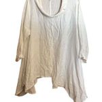 Chalet Tunic Top Womens Medium Ivory Cowl Neck Lagenlook Asymmetrical Blouse Photo 0