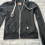 Cali Love Heritage Gray Zip Hoodie Women’s Large Fleece Lined Casual Sweatshirt Black Photo 5