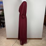 ANRABESS Maxi Dress XL Maroon Sheer Lined Slit‎ Dolman 3/4 Sleeve Elastic Waist Red Photo 9