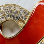 Vintage Gold Tone and Orange Rhinestone Belt Buckle Piece Photo 7
