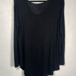 White House | Black Market  Black Slub Knit Long Sleeve V Neck T Shirt Size Small Photo 4