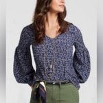 CAbi Te Amo Love script ballon sleeve v neckline blouse size small Photo 0