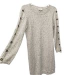 Loft  Button Long Sleeve Sweater Dress Knit Speckled Oatmeal Beige Size Medium M Photo 1