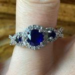 Genuine Cobalt Blue Spinel Sterling Silver Trilogy Ring Photo 0
