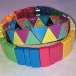 Colorful Boho Retro Geometric Metal Stretch Bracelets Red Photo 3