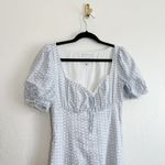 Reformation  | Cherise 100% Linen Floral Puff Sleeve Midi Dress in Cindy Blue Photo 7