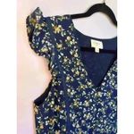 Everly Navy Floral V-Neck Ruffle Flutter Sleeve Button-Front A-line Mini Dress M Photo 7