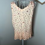 Rebecca Taylor  Floral Silk Blouse Pleated V-Neck Pink Peach Size 10 Photo 3