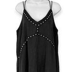VICI | Medium | Black Satin Groupie Studded Embellished Strappy Tank Camisole Photo 3