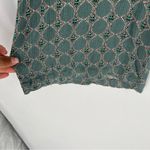 Anthropologie Muted Teal Geometric Patterned Crinkle Rayon Wide Leg Pull On Pant Photo 3