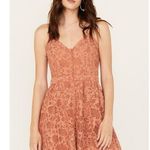 Molly Bracken  Women's Large Orange Lace Button Down Sleveless Mini Dress Western Photo 0