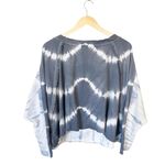 Free People  TIE DYE Oversized Sweatshirt Cotton Blue Crop Dolman Sleeves XS EUC Photo 2