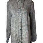 J Jill Love Linen Shirt Women Small Gray Linen Button Down Tunic‎ Lagenlook Photo 0