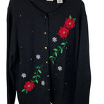 American Vintage Vintage 90s Y2K Classic Elements Woman Holiday Cardigan Sweater Plus Size 20-22W Photo 0