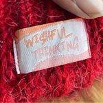 Wishful Thinking  Red Chenille Eyelash Knit Chunky Off Shoulder Sweater - Sz S/M Photo 8