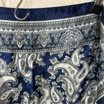 Vintage Silky Satin Navy Blue Paisley Print Scarf OS Photo 6