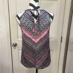 The Limited  Halter Top Navy/Pink Tie Back Tassels Silky Cocktail Office Y2K Girl Photo 3