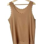 Coveted Clothing  Boutique Light Brown Chiffon Scallop Tank Top L Photo 0