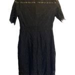Zalalus Black Lace Floral Short Sleeve Mock Neck Knee Length Dress Size 10 Photo 8